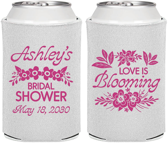 Personalized Bridal Shower Can Coolers - Love Is Blooming | 100007