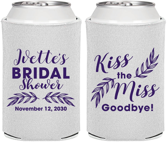 Personalized Bridal Shower Can Coolers - Kiss The Miss Goodbye | 100010