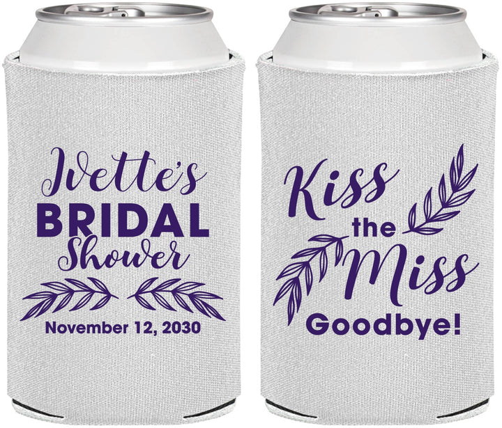 Personalized Bridal Shower Can Coolers - Kiss The Miss Goodbye | 100010