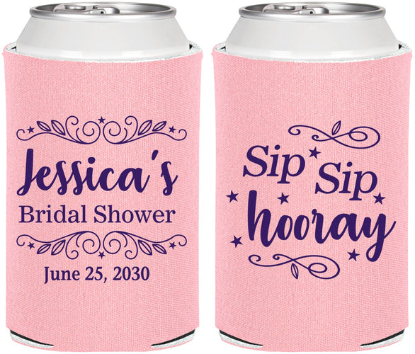 Personalized Bridal Shower Can Coolers - Sip Sip Hooray | 100016