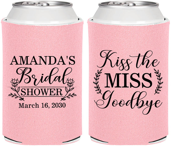 Personalized Bridal Shower Can Coolers - Kiss The Miss Goodbye | 100017