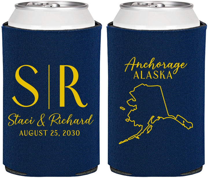 Personalized Wedding Can Coolers - Alaska | 101