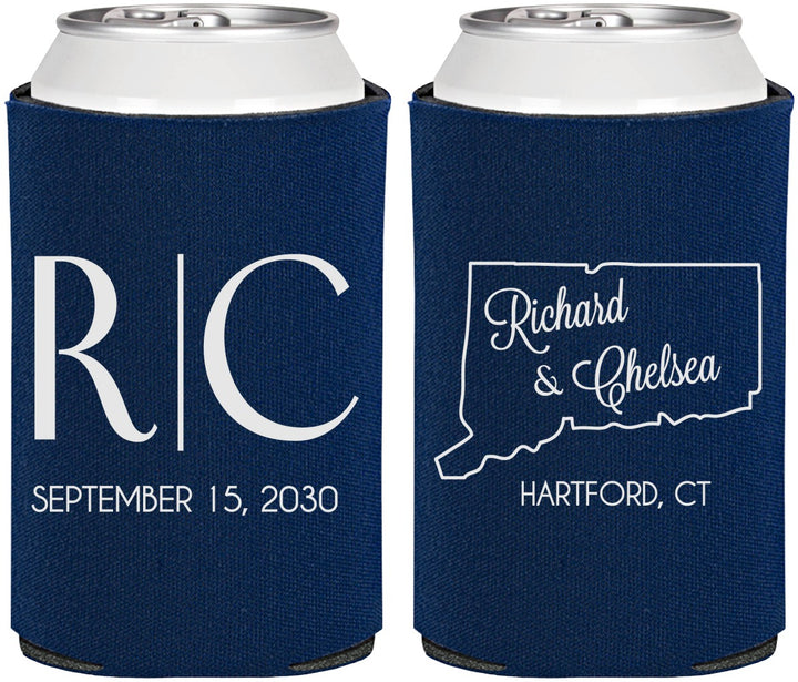 Personalized Wedding Can Coolers - Connecticut | 106
