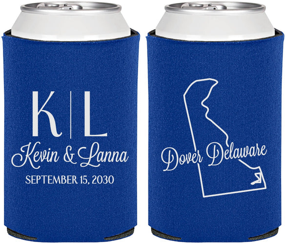 Personalized Wedding Can Coolers - Delaware | 107