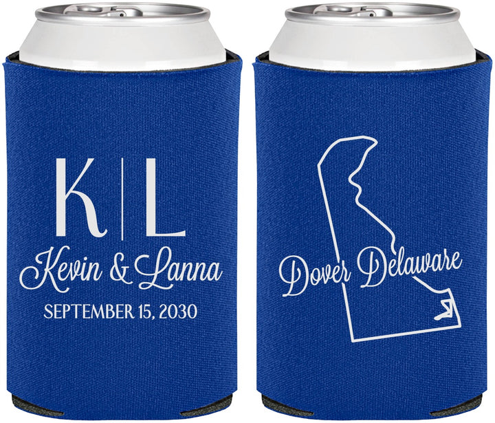 Personalized Wedding Can Coolers - Delaware | 107