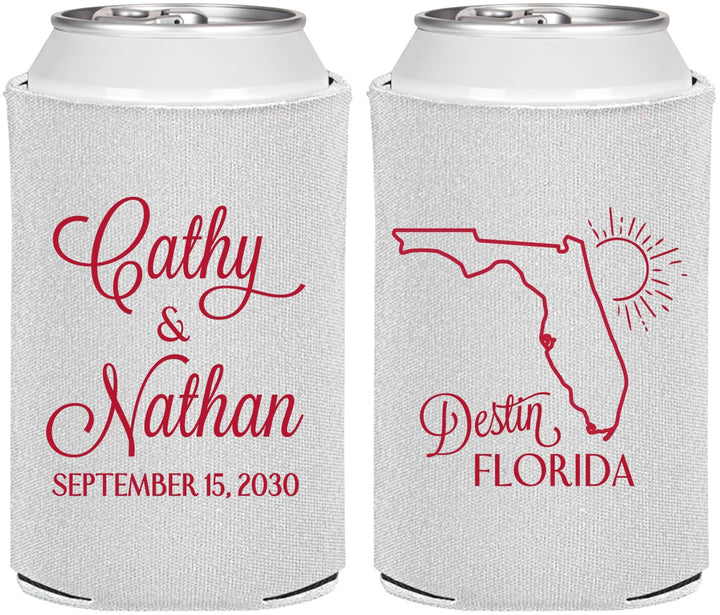 Personalized Wedding Can Coolers - Florida | 108
