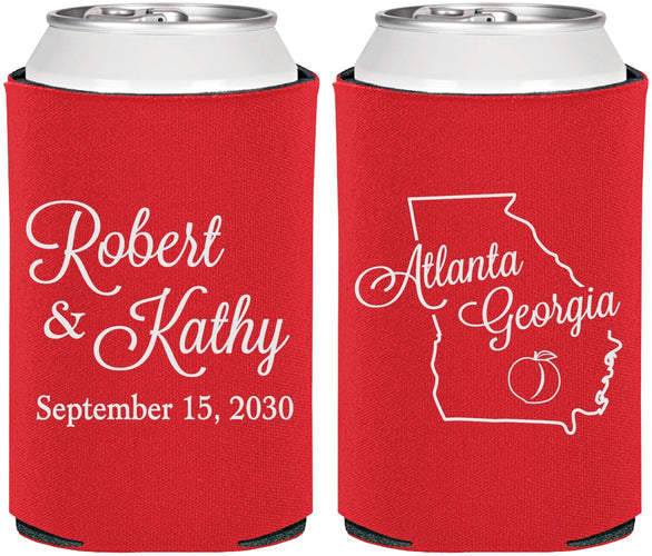 Personalized Wedding Can Coolers - Georgia | 109