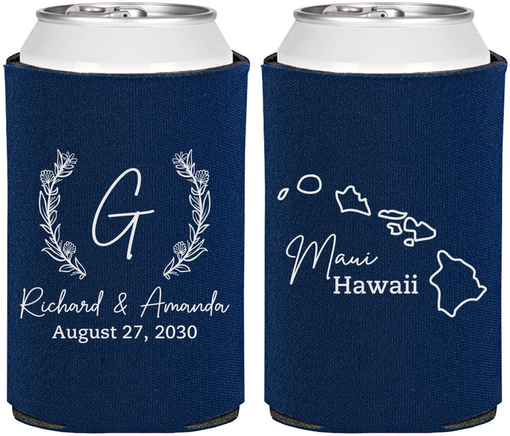 Personalized Wedding Can Coolers - Hawaii | 110