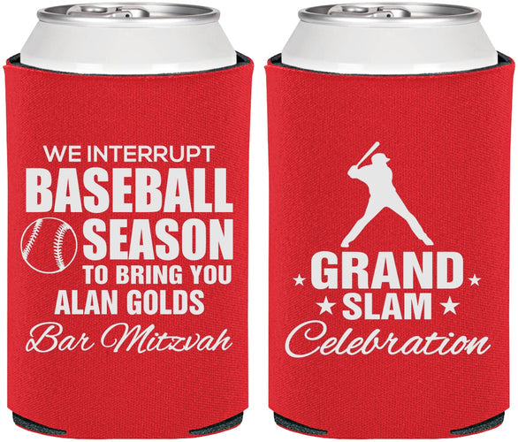 Personalized Bar Mitzvah Can Coolers - 13th Birthday Baseball | 110004