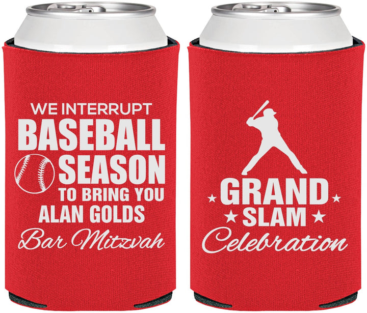 Personalized Bar Mitzvah Can Coolers - 13th Birthday Baseball | 110004