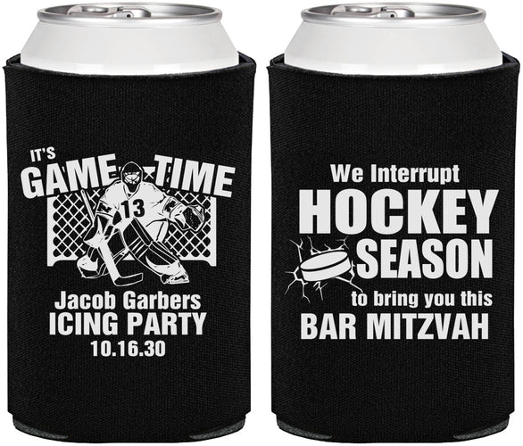 Personalized Bar Mitzvah Can Coolers - 13th Birthday Hockey | 110006