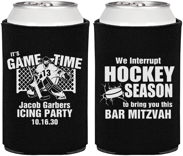 Personalized Bar Mitzvah Can Coolers - 13th Birthday Hockey | 110006