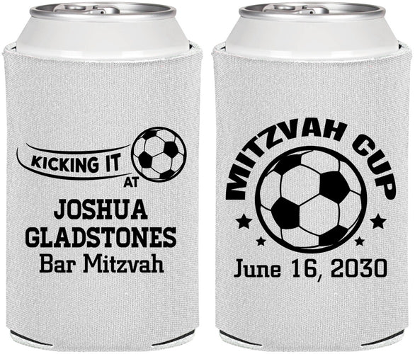 Personalized Bar Mitzvah Can Coolers - 13th Birthday Soccer | 110008