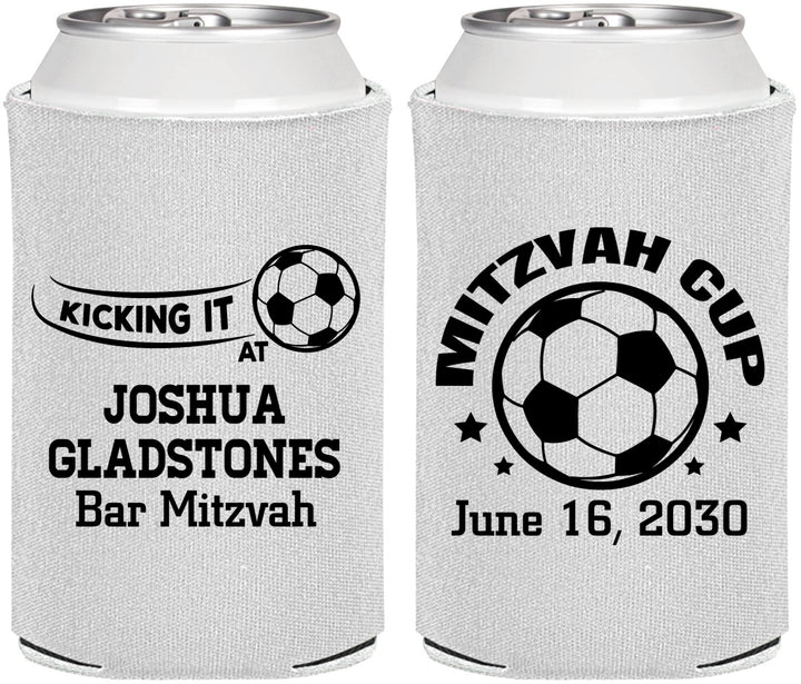 Personalized Bar Mitzvah Can Coolers - 13th Birthday Soccer | 110008