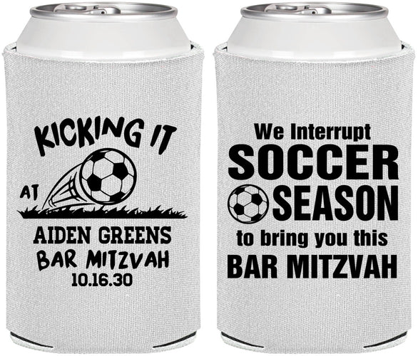 Personalized Bar Mitzvah Can Coolers - 13th Birthday Soccer | 110009