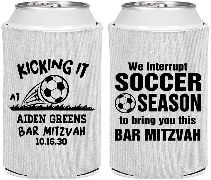 Personalized Bar Mitzvah Can Coolers - 13th Birthday Soccer | 110009