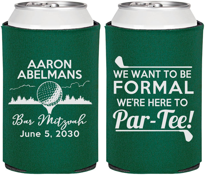 Personalized Bar Mitzvah Can Coolers - 13th Birthday Golf | 110010