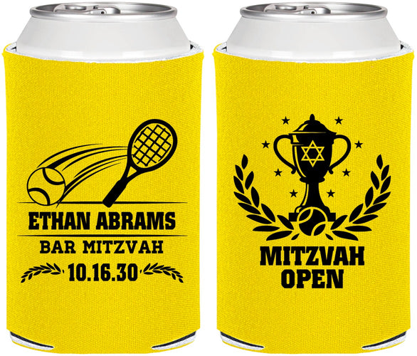 Personalized Bar Mitzvah Can Coolers - 13th Birthday Tennis | 110011