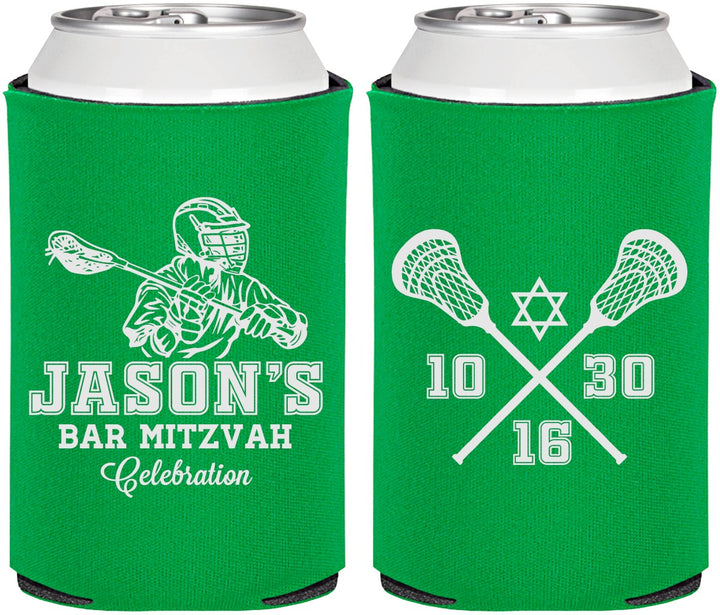 Personalized Bar Mitzvah Can Coolers - 13th Birthday Lacrosse | 110012