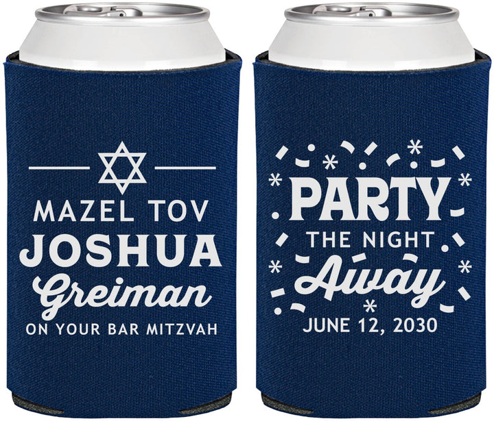 Personalized Bar Mitzvah Can Coolers - 13th Birthday Mazel Tov | 110019