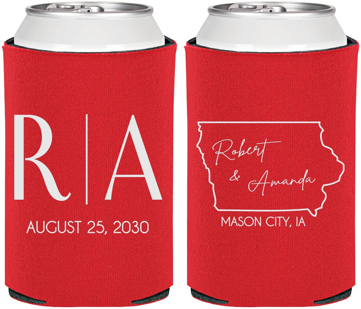 Personalized Wedding Can Coolers - Iowa | 114