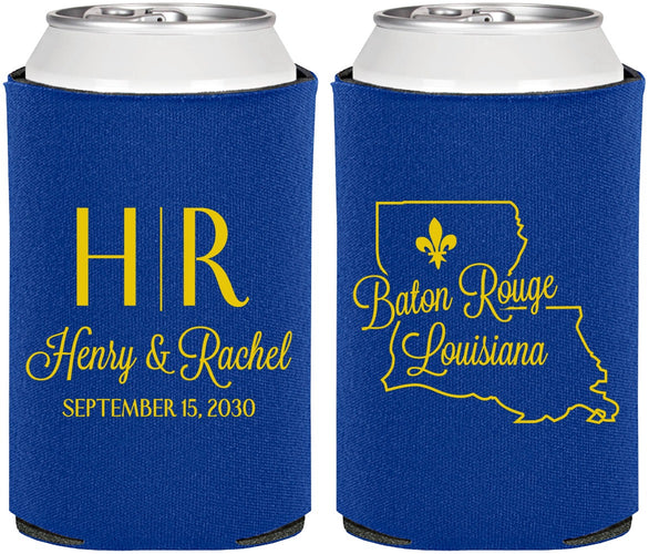 Personalized Wedding Can Coolers - Louisiana | 117