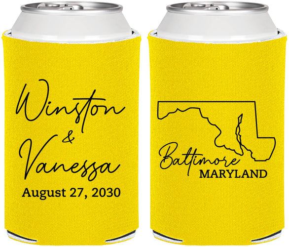 Personalized Wedding Can Coolers - Maryland | 119