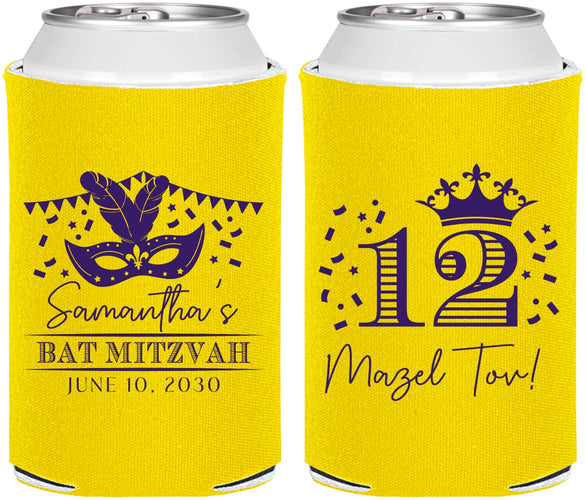 Personalized Bat Mitzvah Can Coolers - 12th Birthday Mazel Tov | 120000