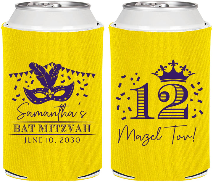 Personalized Bat Mitzvah Can Coolers - 12th Birthday Mazel Tov | 120000