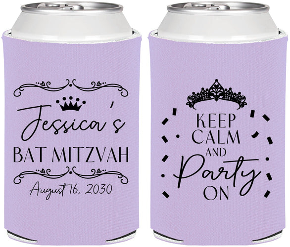 Personalized Bat Mitzvah Can Coolers - 12th Birthday Tiara | 120002