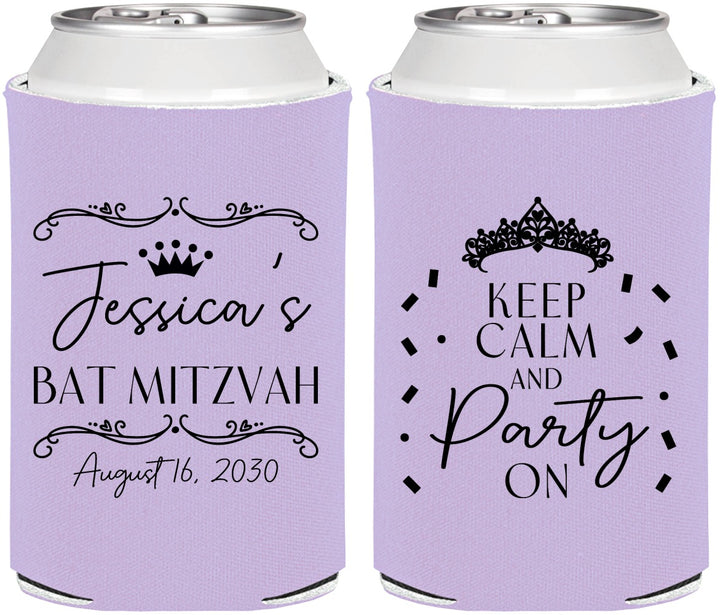 Personalized Bat Mitzvah Can Coolers - 12th Birthday Tiara | 120002
