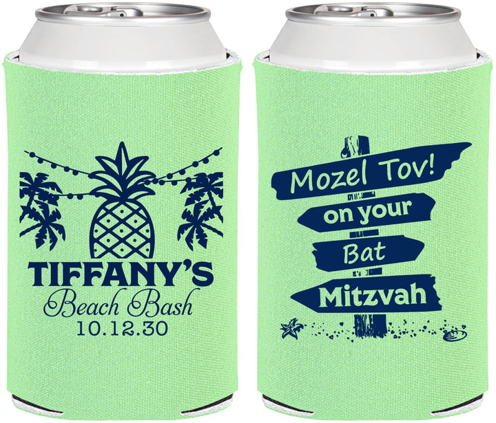 Personalized Bat Mitzvah Can Coolers - 12th Birthday Beach | 120005