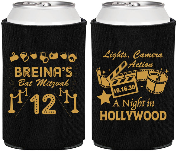 Personalized Bat Mitzvah Can Coolers - 12th Birthday Hollywood | 120006