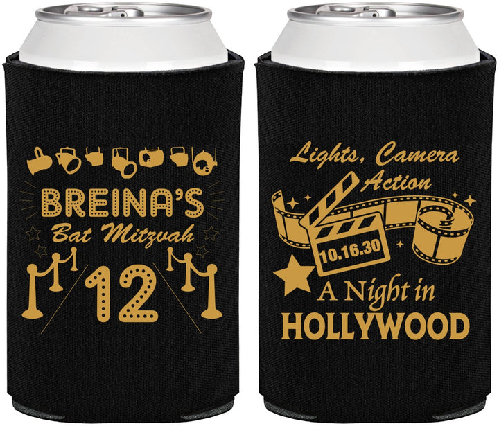 Personalized Bat Mitzvah Can Coolers - 12th Birthday Hollywood | 120006