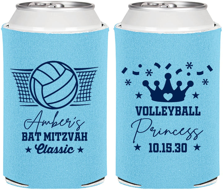 Personalized Bat Mitzvah Can Coolers - 12th Birthday Volleyball | 120015