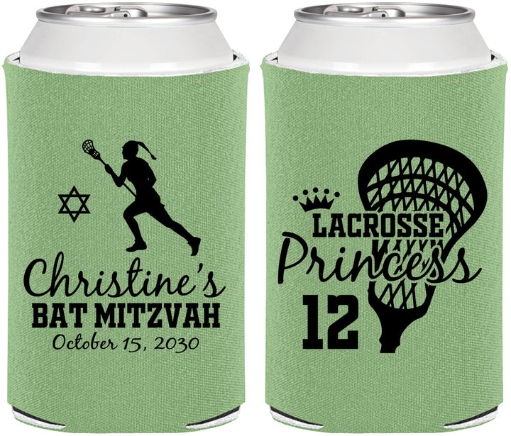 Personalized Bat Mitzvah Can Coolers - 12th Birthday Lacrosse | 120017