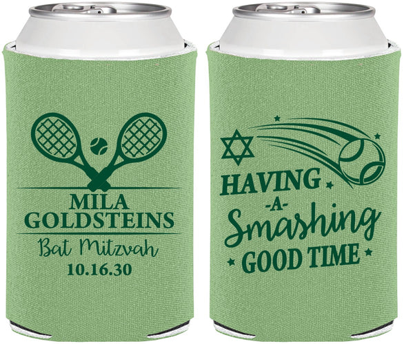 Personalized Bat Mitzvah Can Coolers - 12th Birthday Tennis | 120018