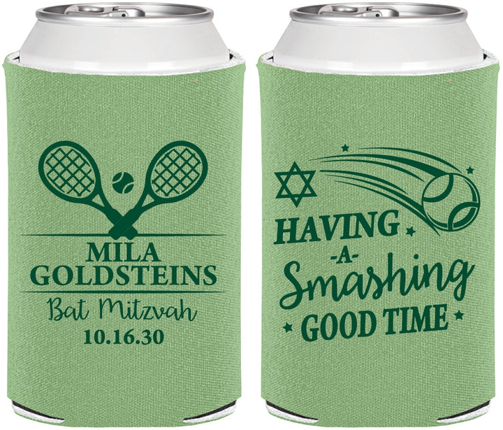 Personalized Bat Mitzvah Can Coolers - 12th Birthday Tennis | 120018