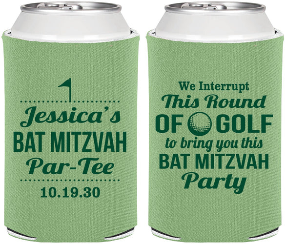 Personalized Bat Mitzvah Can Coolers - 12th Birthday Golf | 120019