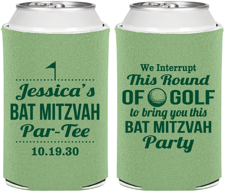 Personalized Bat Mitzvah Can Coolers - 12th Birthday Golf | 120019
