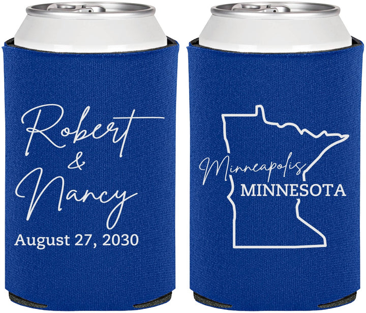 Personalized Wedding Can Coolers - Minnesota | 122