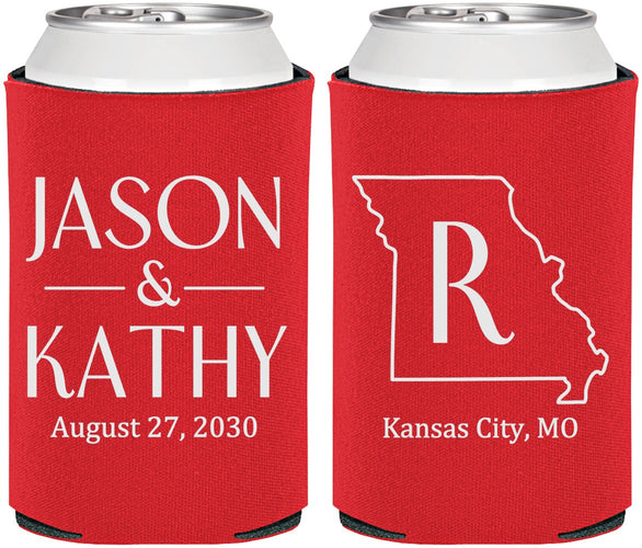 Personalized Wedding Can Coolers - Missouri | 124