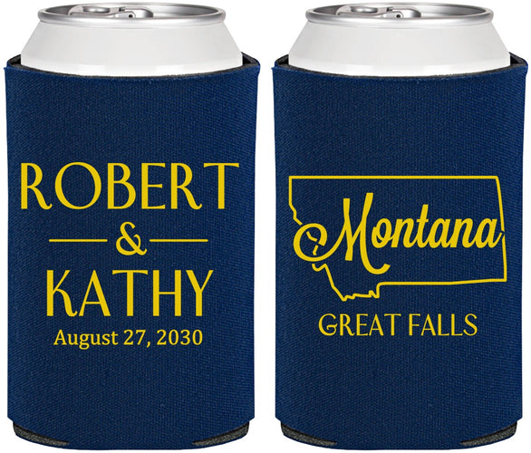 Personalized Wedding Can Coolers - Montana | 125