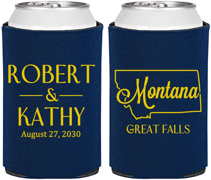 Personalized Wedding Can Coolers - Montana | 125