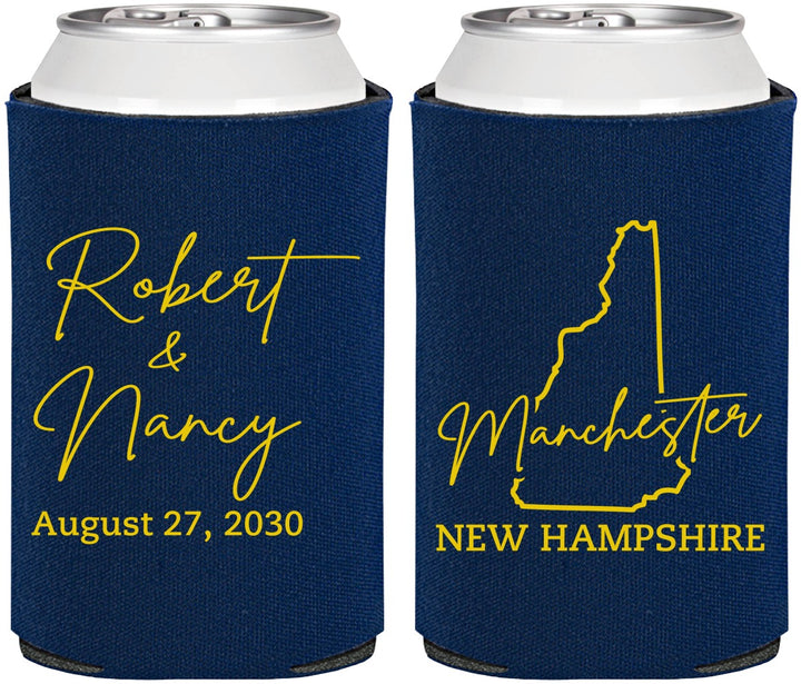 Personalized Wedding Can Coolers - New Hampshire | 128