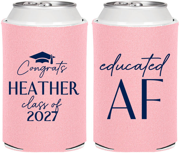 Personalized Graduation Can Coolers - Class Of 2027 Educated Af | 130019