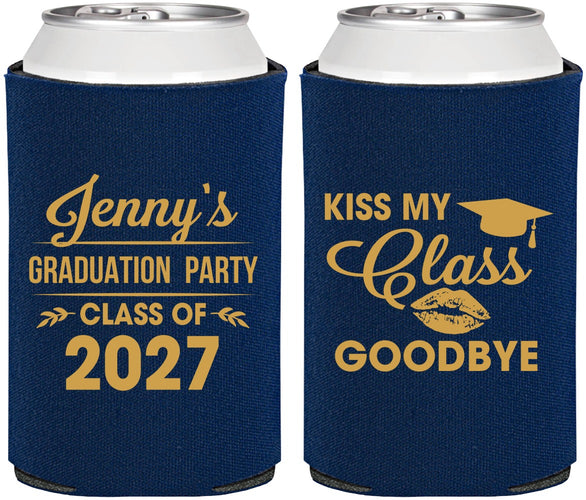 Personalized Graduation Can Coolers - Class Of 2027 Kiss Class Goodbye | 130028