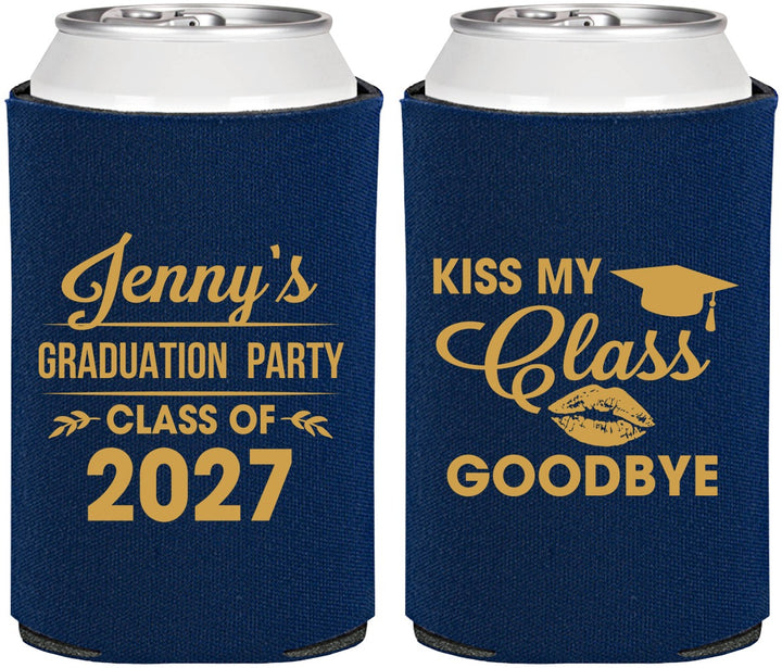 Personalized Graduation Can Coolers - Class Of 2027 Kiss Class Goodbye | 130028