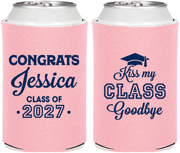Personalized Graduation Can Coolers - Class Of 2027 Kiss Class Goodbye | 130029