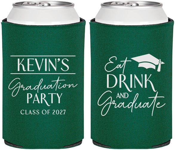 Personalized Graduation Can Coolers - Class Of 2027 Eat Drink Graduate | 130043